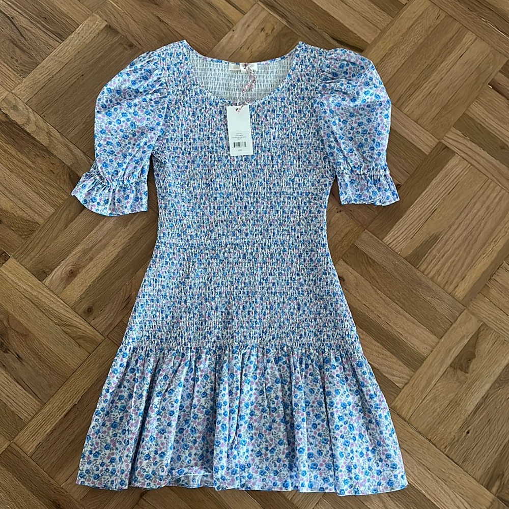 NWT LoveShackFancy Luppa Dress in crushed blueberries size small